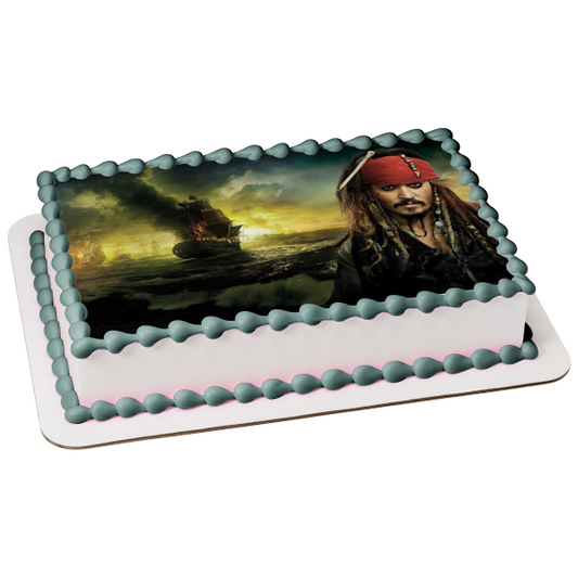 Pirates of the Caribbean Captain Jack Sparrow Edible Cake Topper Image ABPID03761