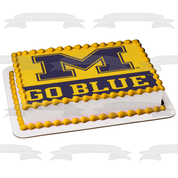 Imagen comestible para tarta con logotipo de atletismo Go Blue de la Universidad de Michigan ABPID03765 