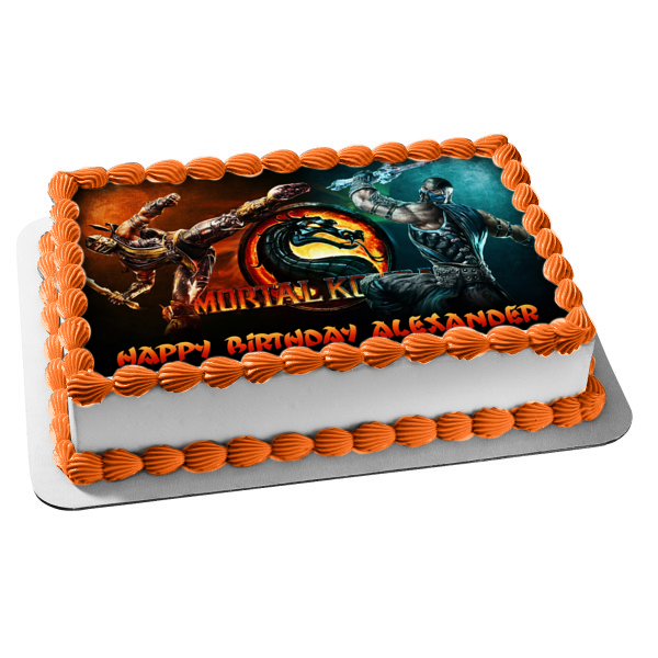 Imagen comestible para decoración de tarta de Mortal Kombat Sub-Zero y Scorpion ABPID04300 