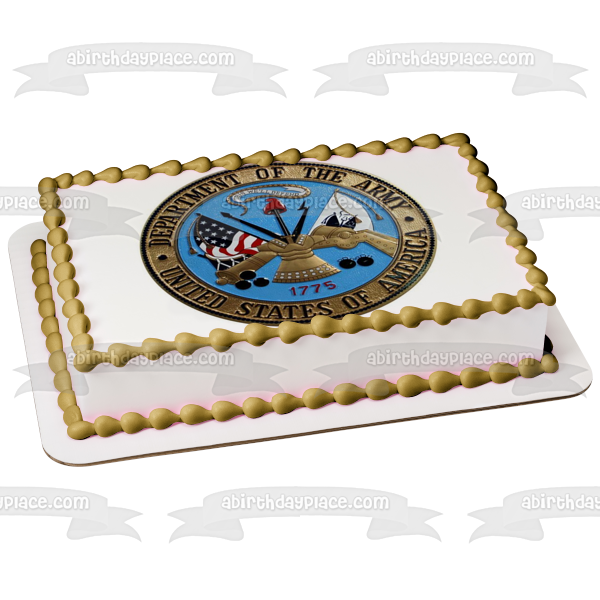 Imagen comestible para decoración de tarta con sello del Departamento Militar del Ejército de los Estados Unidos ABPID03782 