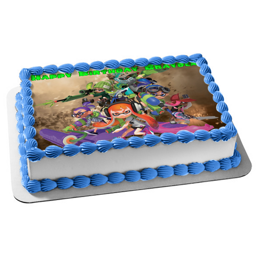 Splatoon Inklings Paintball Shapeshift Edible Cake Topper Image ABPID03322