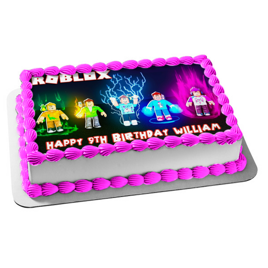 Roblox Assorted Skin Colors Yellow Green Blue Purple Edible Cake Topper Image ABPID15025