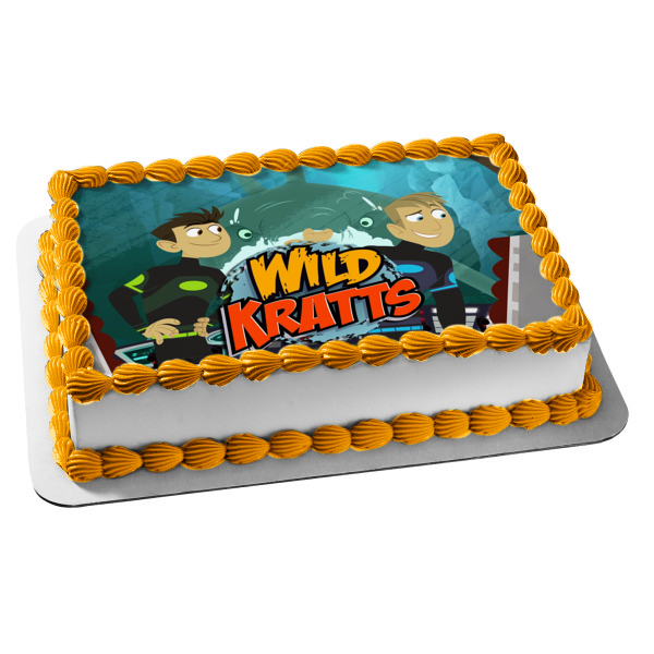 Logotipo de Wild Kratts Chris Kratt Martin Kratt y un tiburón Imagen comestible para decoración de tarta ABPID03804 