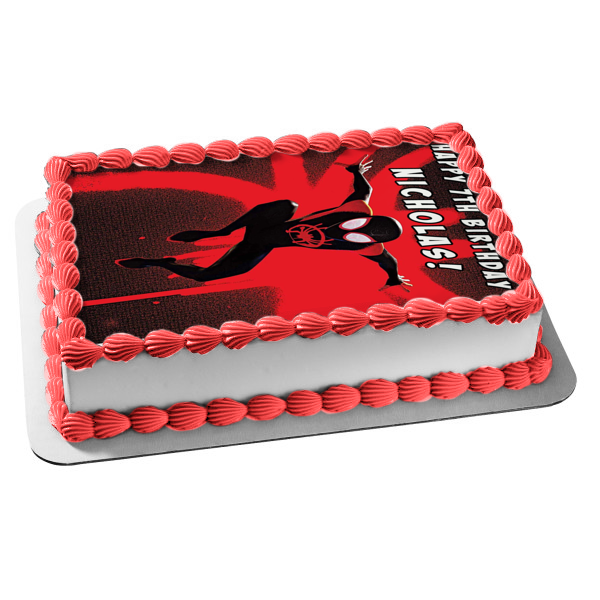 Spider-Man Spider-Verse Spider-Man Red and Black Logo Edible Cake Topper Image ABPID50448