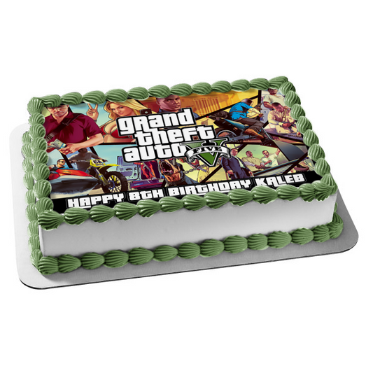 Grand Theft Auto 5 Franklin Trevor Michael Edible Cake Topper Image ABPID50916