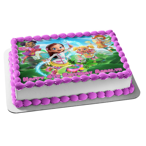 Butterbean's Cafe Butterbean Poppy Dazzle Cricket Fairies Puddlebrook Edible Cake Topper Image ABPID50937