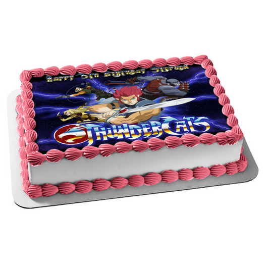 Thundercats Lion-O Cheetara Panthro Tygra Feliz cumpleaños Tu nombre personalizado Imagen comestible para decoración de tarta ABPID52999 