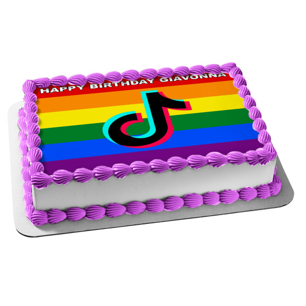 Imagen comestible para decoración de tarta con el logotipo del Orgullo Gay de Tik Tok ABPID51984 