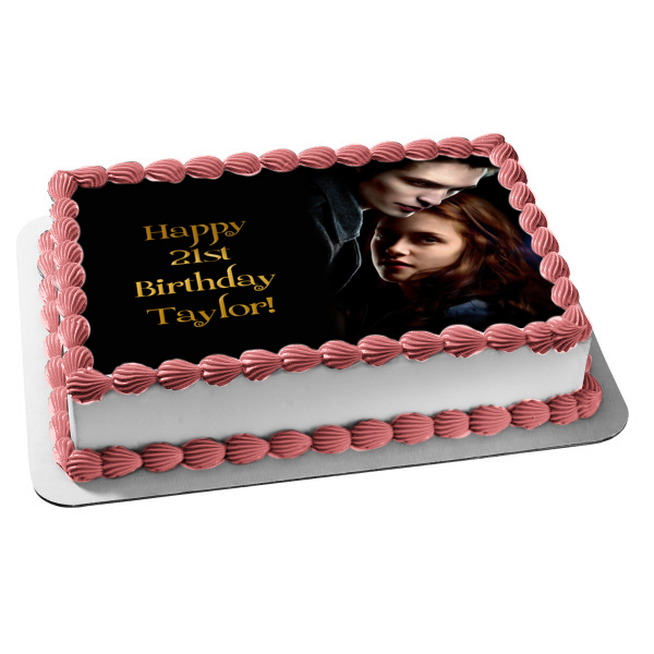 Twilight Bella Swan Edward Cullen Vampires Black Background Edible Cake Topper Image ABPID01324