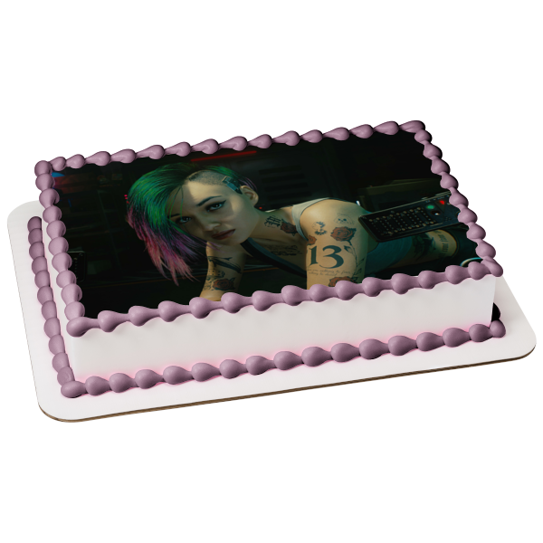 Cyberpunk 2077 V Edible Cake Topper Image ABPID53418