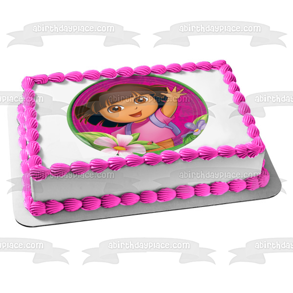 Dora the Explorer Flowers Edible Cake Topper Image ABPID03922