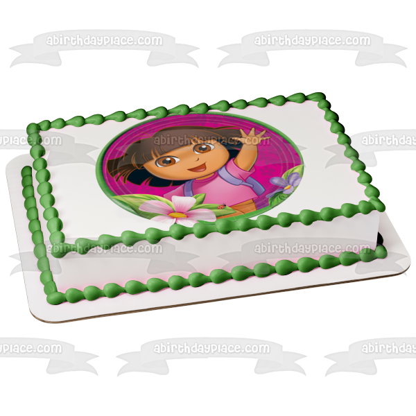 Dora the Explorer Flowers Edible Cake Topper Image ABPID03922