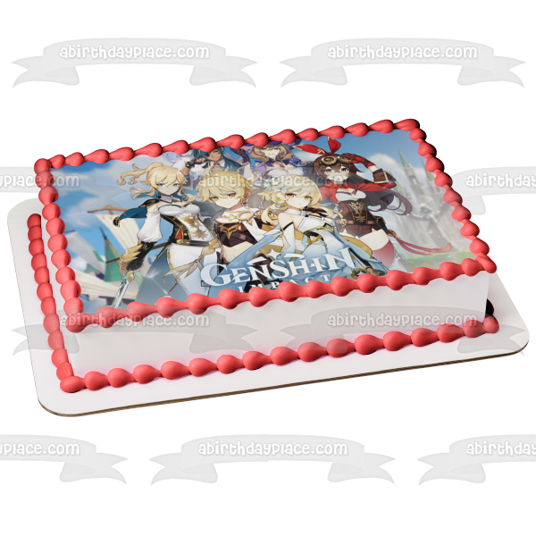 Genshin Impact Amber Barbara Jean Kaeya Videojuego RPG Póster comestible para tarta Imagen ABPID53454 