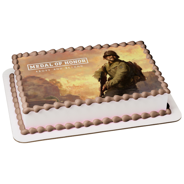 Medal of Honor Above and Beyond William Holt World War 2 Video Game Poster Edible Cake Topper Image ABPID53512