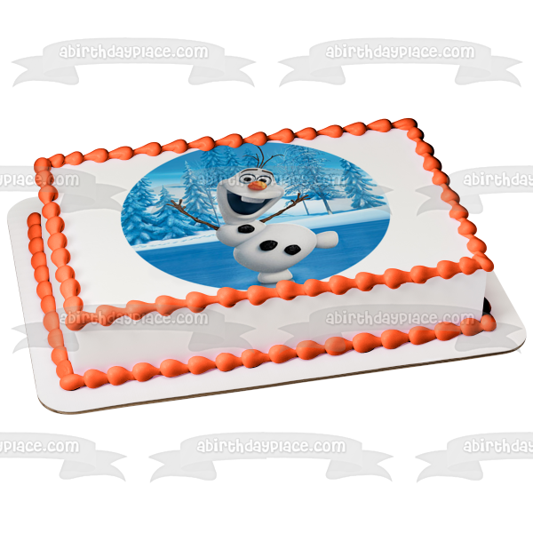 Disney Pixar Frozen Olaf Ice Skating Frozen Lake Round Edible Cake Topper Image ABPID52199