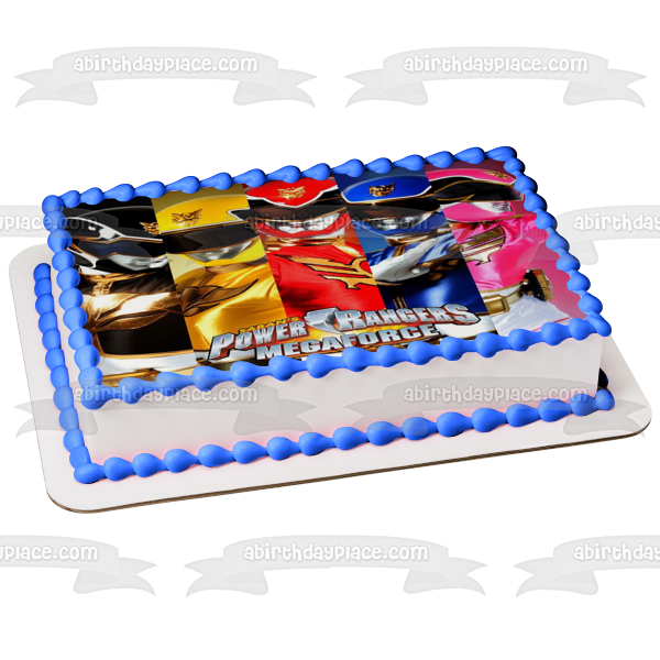 Power Rangers Megaforce Black Yellow Red Blue and Pink Rangers Edible Cake Topper Image ABPID04378