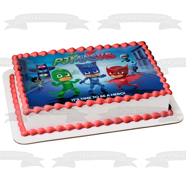 Pj Masks Catboy Owlette y Gekko ¡Es hora de ser un héroe! Imagen comestible para decoración de tarta ABPID04662 