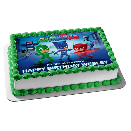 Pj Masks Catboy Owlette y Gekko ¡Es hora de ser un héroe! Imagen comestible para decoración de tarta ABPID04662 