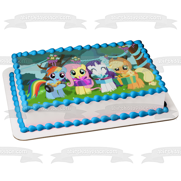 My Little Pony Friendship Is Magic Rainbow Dash Fluttershy Applejack and Rarity Edible Cake Topper Image ABPID03939