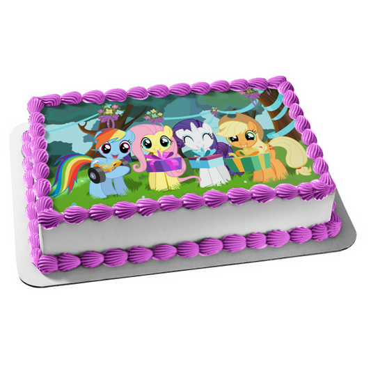 My Little Pony Friendship Is Magic Rainbow Dash Fluttershy Applejack and Rarity Edible Cake Topper Image ABPID03939