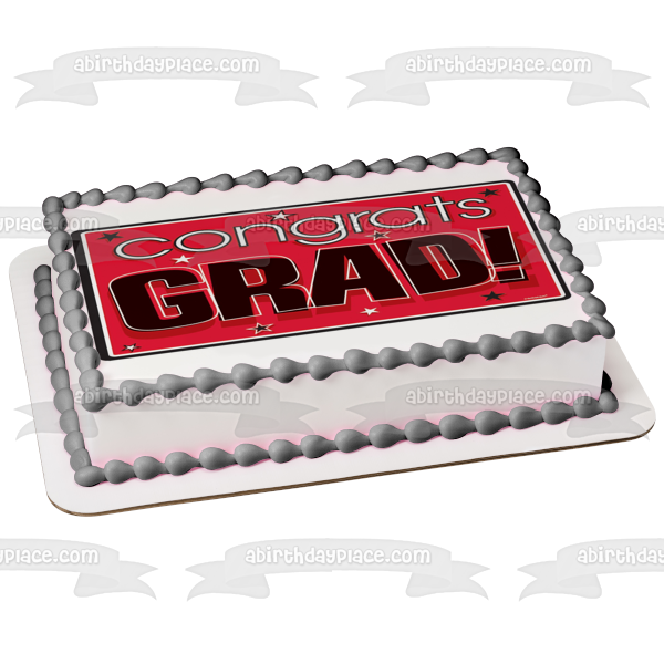 Felicitaciones Grad Pink Stars Celebration Edible Cake Topper Imagen ABPID03949 