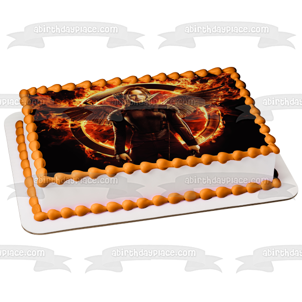 Imagen comestible para decoración de tarta con el logotipo de Mockingay de Los Juegos del Hambre, Katniss Everdeen, ABPID05445 