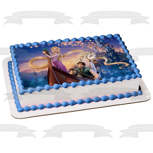 Imagen comestible para tarta de Rapunzel Flynn Rider y Maximus enredados ABPID05871 