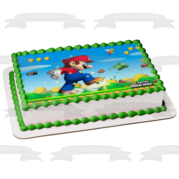 Adorno comestible para tarta con monedas y setas de Yoshi de Super Mario Brothers, imagen ABPID06385 