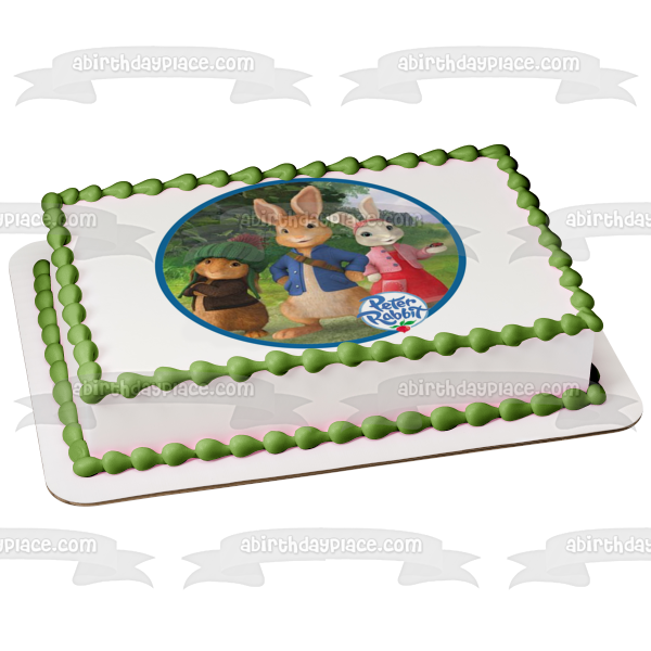 Peter Rabbit Logo Benjamin Bunny y Lily Bobtail Adorno comestible para tarta Imagen ABPID06606 