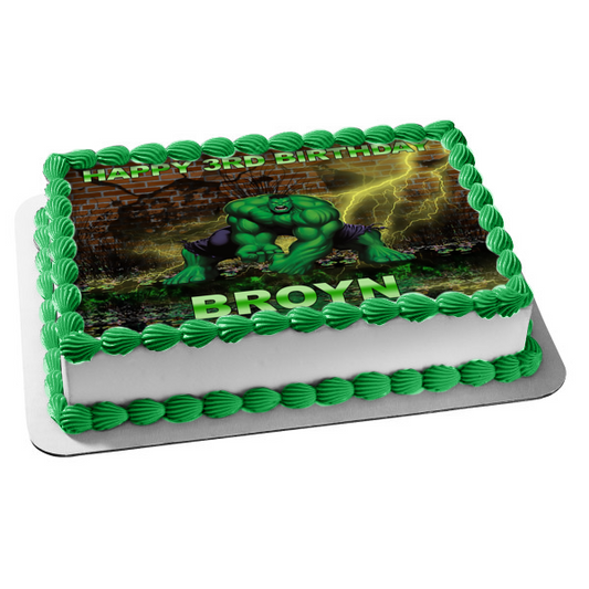 Avengers The Hulk Angry with a Brick Wall Background Edible Cake Topper Image ABPID07624