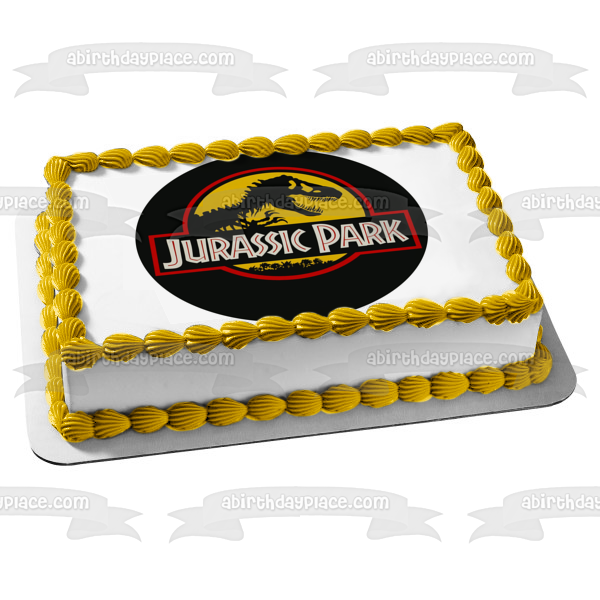 Imagen comestible para decoración de tarta con logotipo de Jurassic Park y T-Rex ABPID04001 