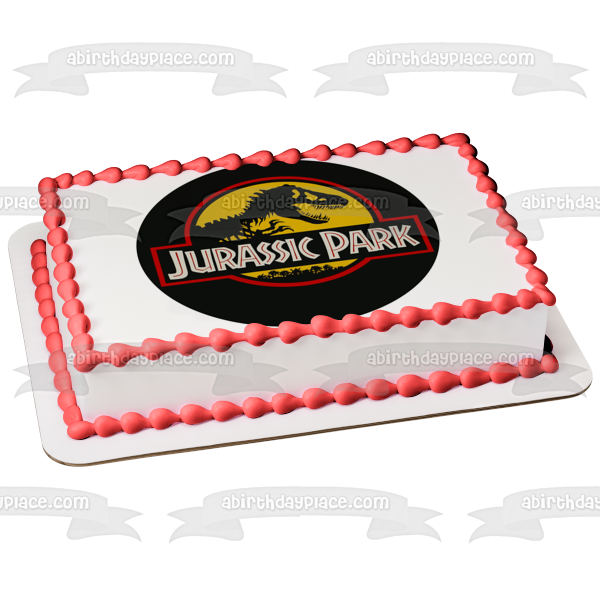 Imagen comestible para decoración de tarta con logotipo de Jurassic Park y T-Rex ABPID04001 