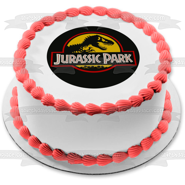 Imagen comestible para decoración de tarta con logotipo de Jurassic Park y T-Rex ABPID04001 