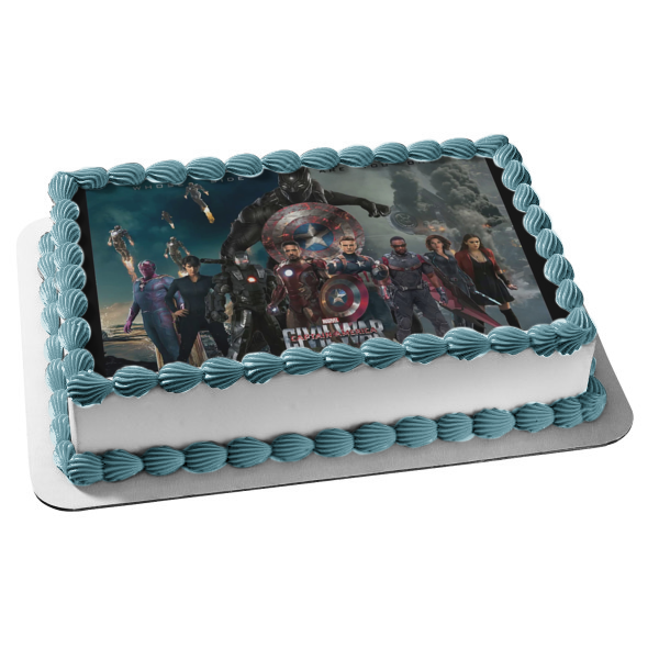 Captain America Civil War Whose Side Are You On? Edible Cake Topper Image ABPID04007