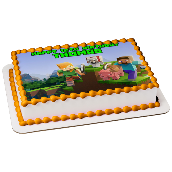 Minecraft Creeper Steve - Edible Cake Topper – Edible Prints On Cake (EPoC)