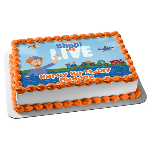 Blippi Live Transportation Youtube Youtuber Bowtie Adorno comestible para tarta Imagen ABPID50829 