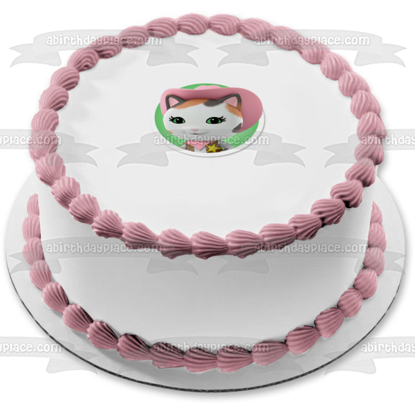 Imagen comestible para tarta con sombrero de vaquero rosa del gato Sheriff Callie ABPID04028 