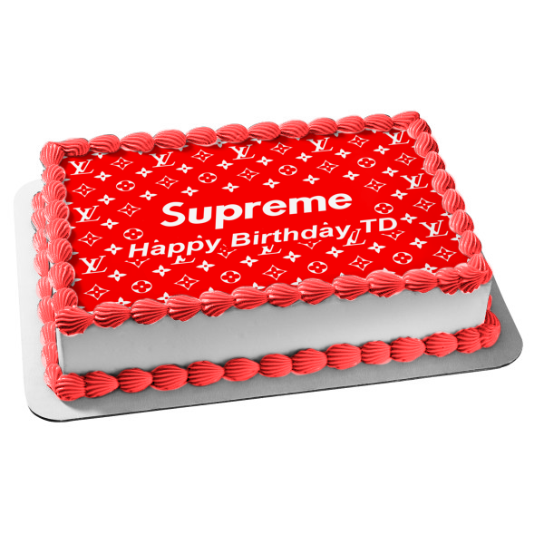 Supreme Clothing Logo Personalized Edible Cake Topper Image ABPID52047