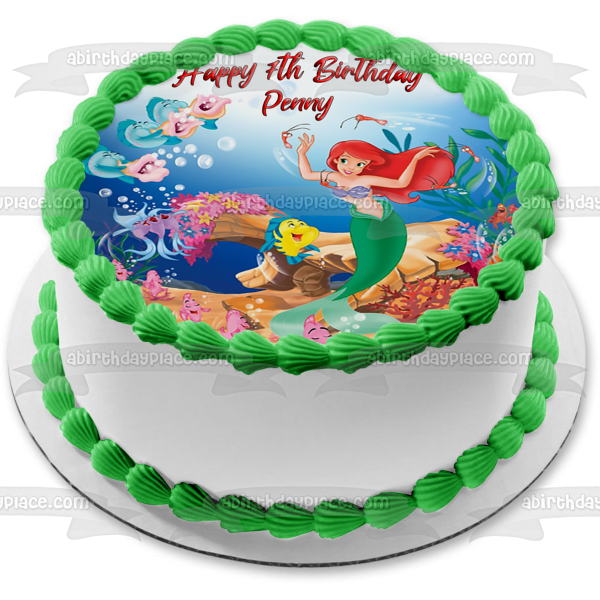 The Little Mermaid Ariel Flounder Edible Cake Topper Image ABPID01138