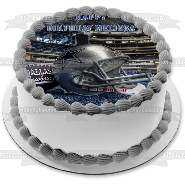 Dallas Cowboys Football Helmet NFL Stadium Edible Cake Topper Image ABPID07441