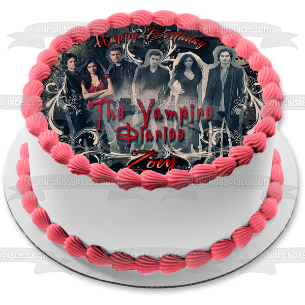 The Vampire Diaries Damon Salvator Katerina Petrova Elena Gilbert Stefan Salvatore Imagen comestible para decoración de tarta ABPID08885 