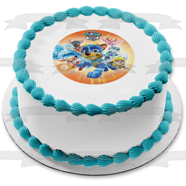 Paw Patrol Super Pup Heros Ryder Marshall Skye Everest Rocky Chase Decoración comestible para tarta imagen ABPID22040 