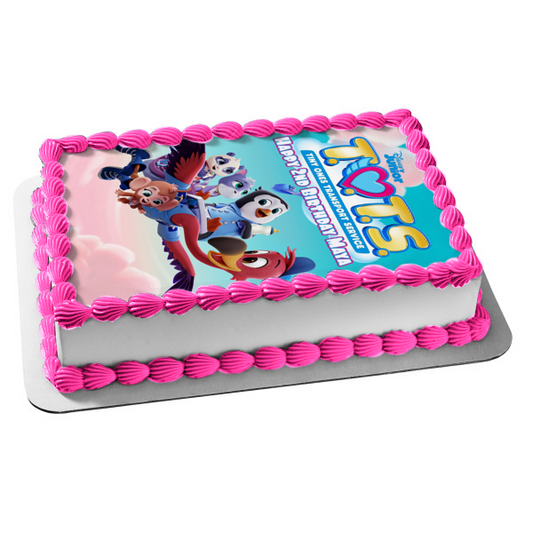 Tots Tiny Ones Transport Service T.Ot.S. Disney Junior Freddy the Flamingo K.C. The Koala Pip Kiki the Kitten Edible Cake Topper Image ABPID51017