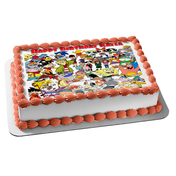 Cartoons of the 90's Assorted Characters Edible Cake Topper Image ABPID10698