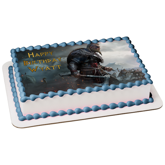 Assassins Creed Valhalla Elvor Edible Cake Topper Image ABPID52180