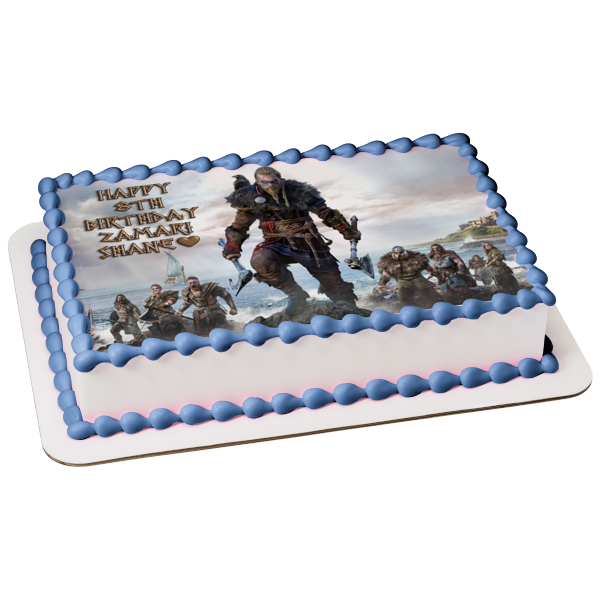 Assassins Creed Valhalla Norse Viking Video Game Edible Cake Topper Image ABPID53222