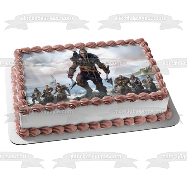 Assassins Creed Valhalla Norse Viking Video Game Edible Cake Topper Image ABPID53222