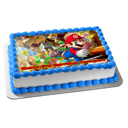 Super Mario Bros. Princess Luigi Wario Yoshi Bowser Edible Cake Topper Image ABPID00132