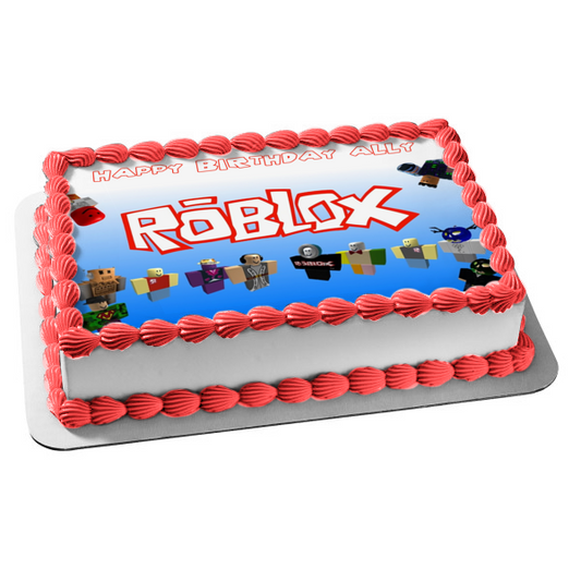 Imagen de adorno comestible para tarta de feliz cumpleaños del jugador personalizado de Roblox ABPID00150 