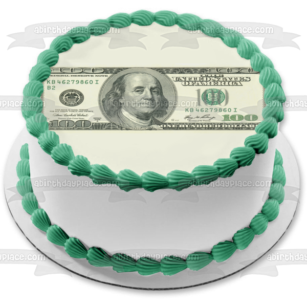 30Pcs Edible New 100 Dollar Bill Image Cake Decorations, Regular Size  Precut Fake Money Cake Toppers